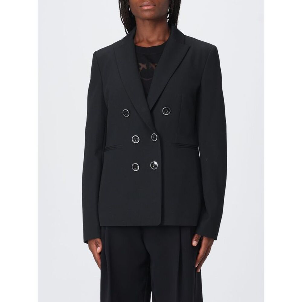 Pinko Women Alexia Cropped Double-Breasted Criªpe Blazer Pinko With Rever Collar